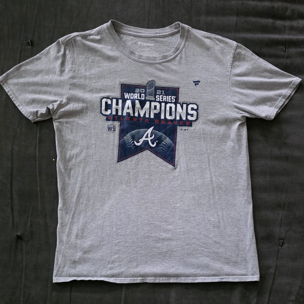 Fanatics Gray Atlanta Braves "2021 World Series Champions" Short Sleeve Tee